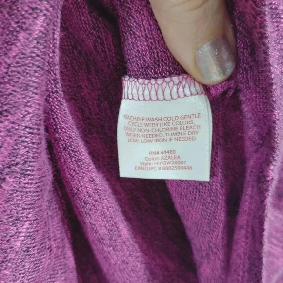 Faded Glory Top 3/4 Sleeve Cold Shoulder Lightweight Sweater Purple Pink 1x - Picture 13 of 14